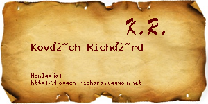 Kovách Richárd névjegykártya