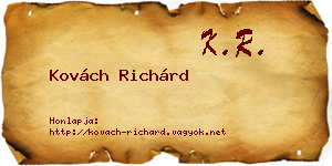 Kovách Richárd névjegykártya
